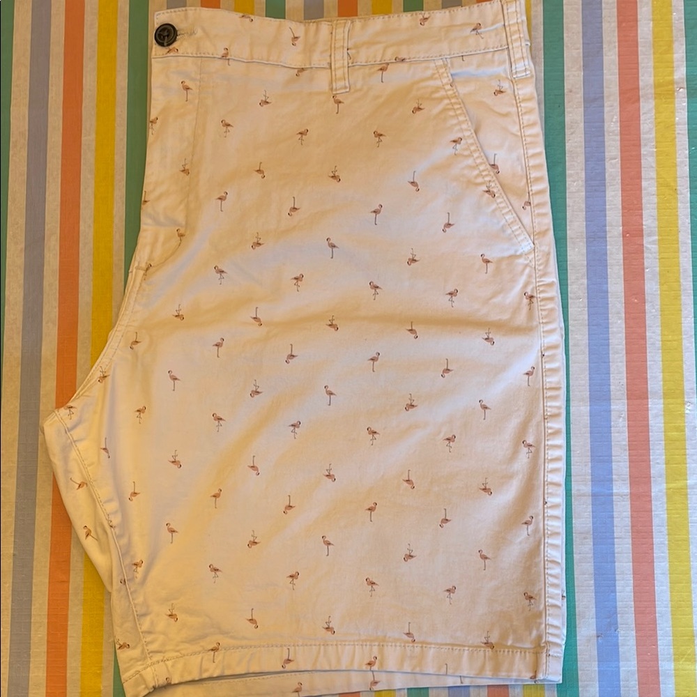 Flamingo Print white Shorts.  George size 42